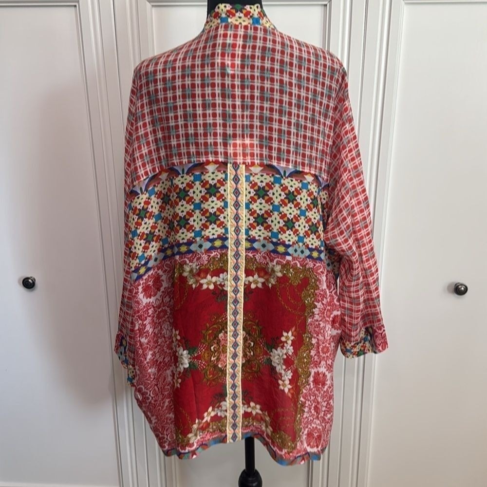 Johnny Was Kimono Red Mixed Print XL - Picture 5 of 9